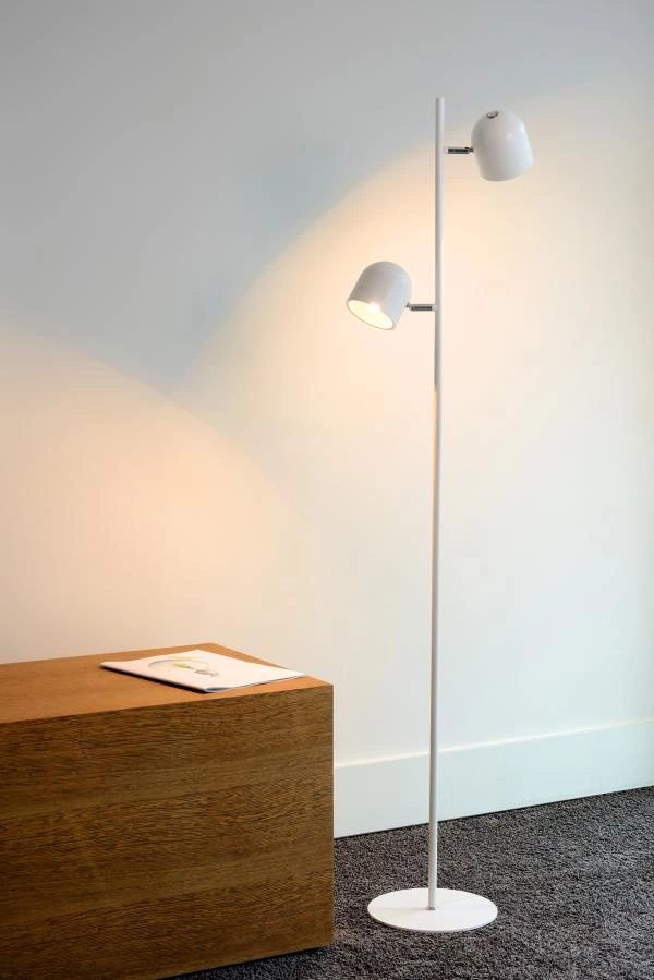 Lucide SKANSKA - Floor lamp - LED Dim. - 2x5W 3000K - White - atmosphere 1